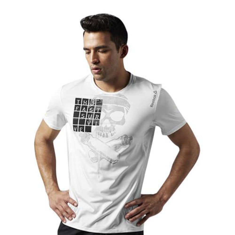 NWT $40 REEBOK MEN'S ATHLETIC RUNNING OSR SS TEE COLOR : WHITE SIZE : MEDIUM